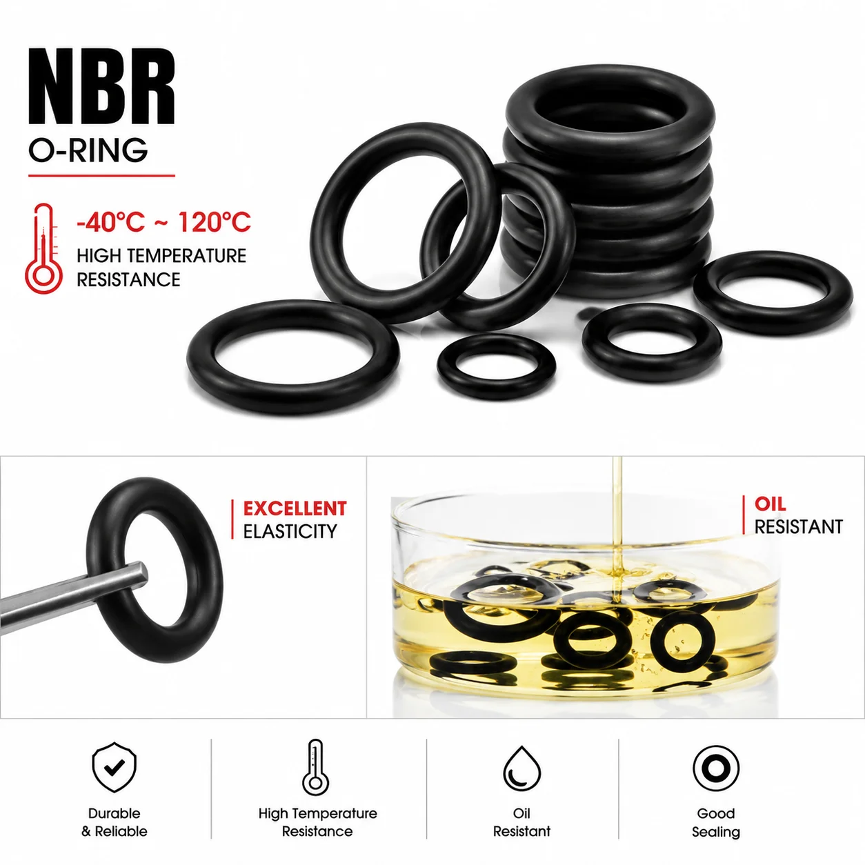 Home Heavy Equipment Maintenance Seals NBR Nitrile Rubber O-ring Kit 225 Pieces CS 1-4mm OD 3-22mm Multi Specification