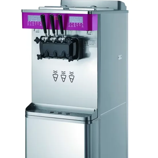 Soft Ice Cream Machine Floor Standing Milk 3 Flavors 2+1 Mixed Serve Maker 1900W 1 Year Warranty