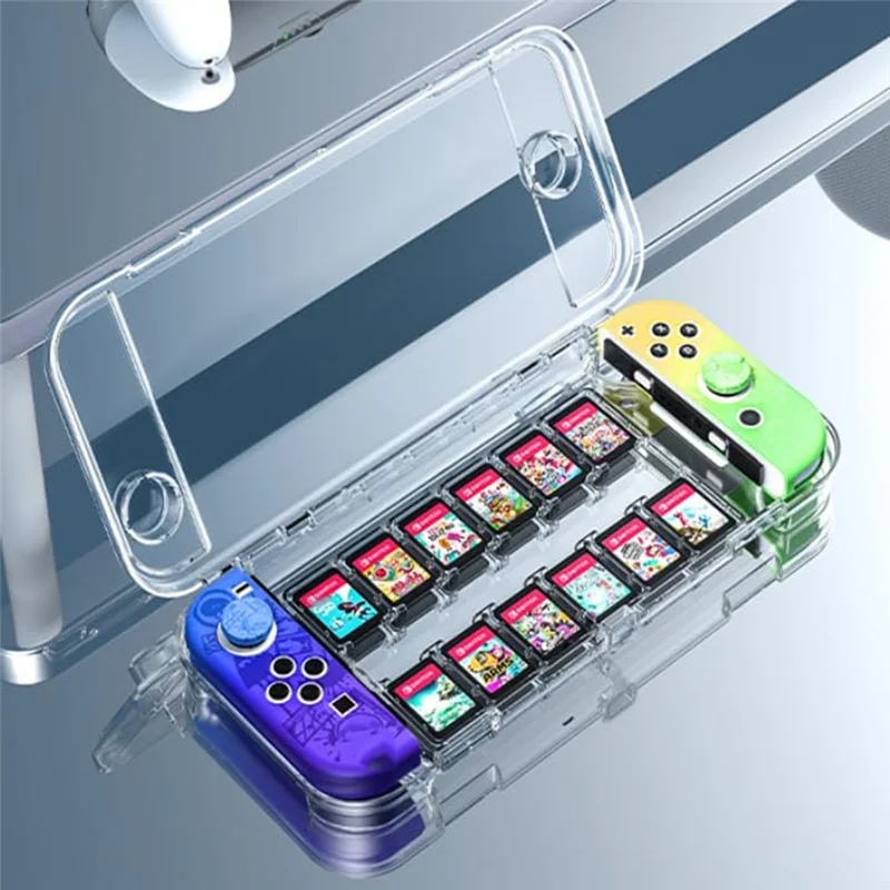 BNVN-스위치 2 보호 케이스 게임 콘솔 크리스탈 쉘 고투명 PC 소재 게임 카드 슬롯 보관 디자인