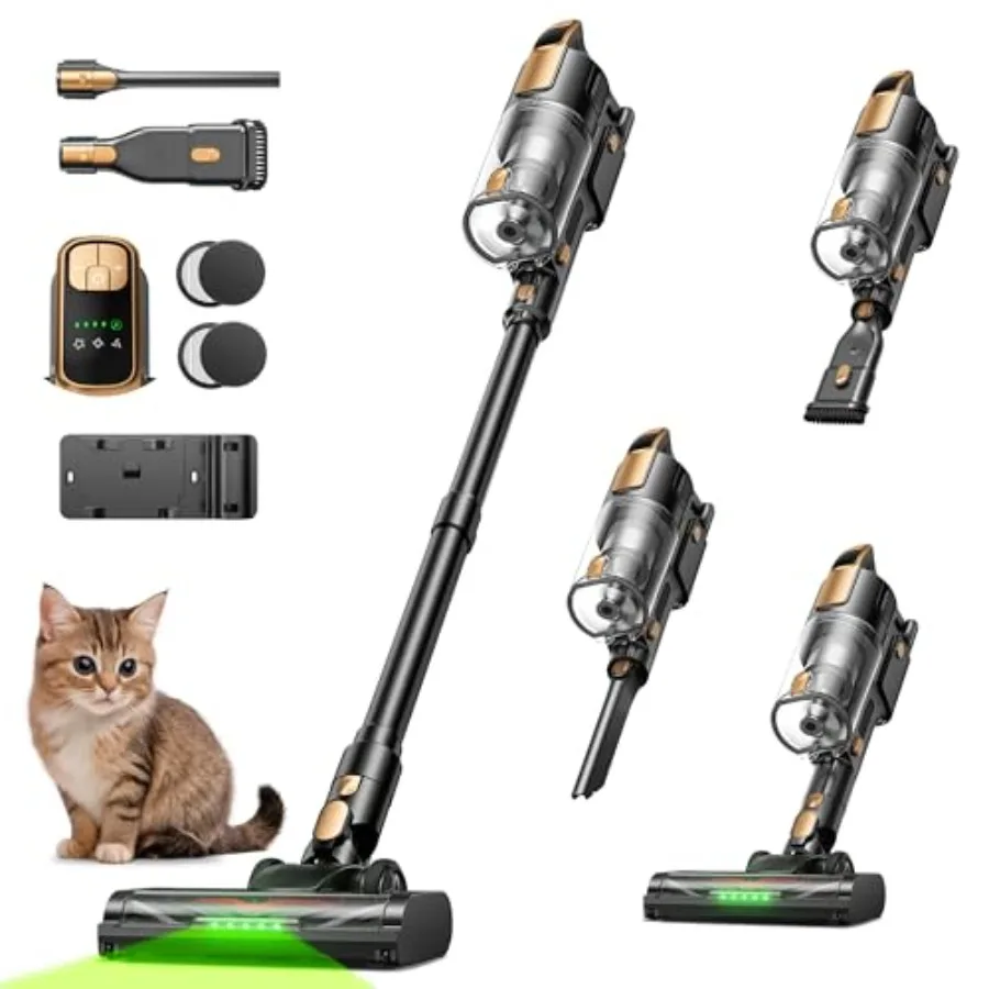 

Cordl Vacuum Cleaner, 550W 45KPa 55Mins Vacuum Cleaners for Home, Powerful Stick Vacuum with Green LED Lights, Self-Standing an