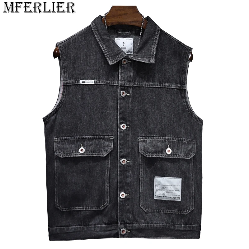 

Spring Autumn denim waistcoat men's vests sleeveless shoulders loose casual versatile Japanese workwear vest pockets jacket