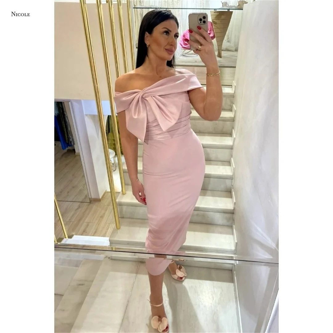 

Nicole Custom Made Women's Evening Dress Woman Pink Elegant Prom Dresses Luxury Dresses for Party Candle Satin Cloth Ball Gowns