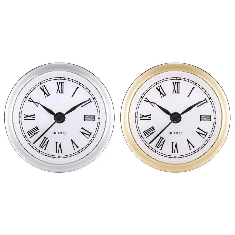 

97BA Mini Clock Insert 2.4 Inch 61mm Round Clock Fit-up Movement Miniature Clock White Dial Bezel Roman Numerals