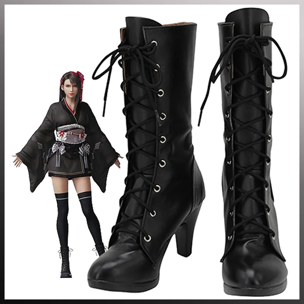 

Wholesale FF7 Rebirth Tifa Lockhart Cosplay Role Play Shoes Black Boots Anime Game Final Fantasy VII Costume Accessories Women