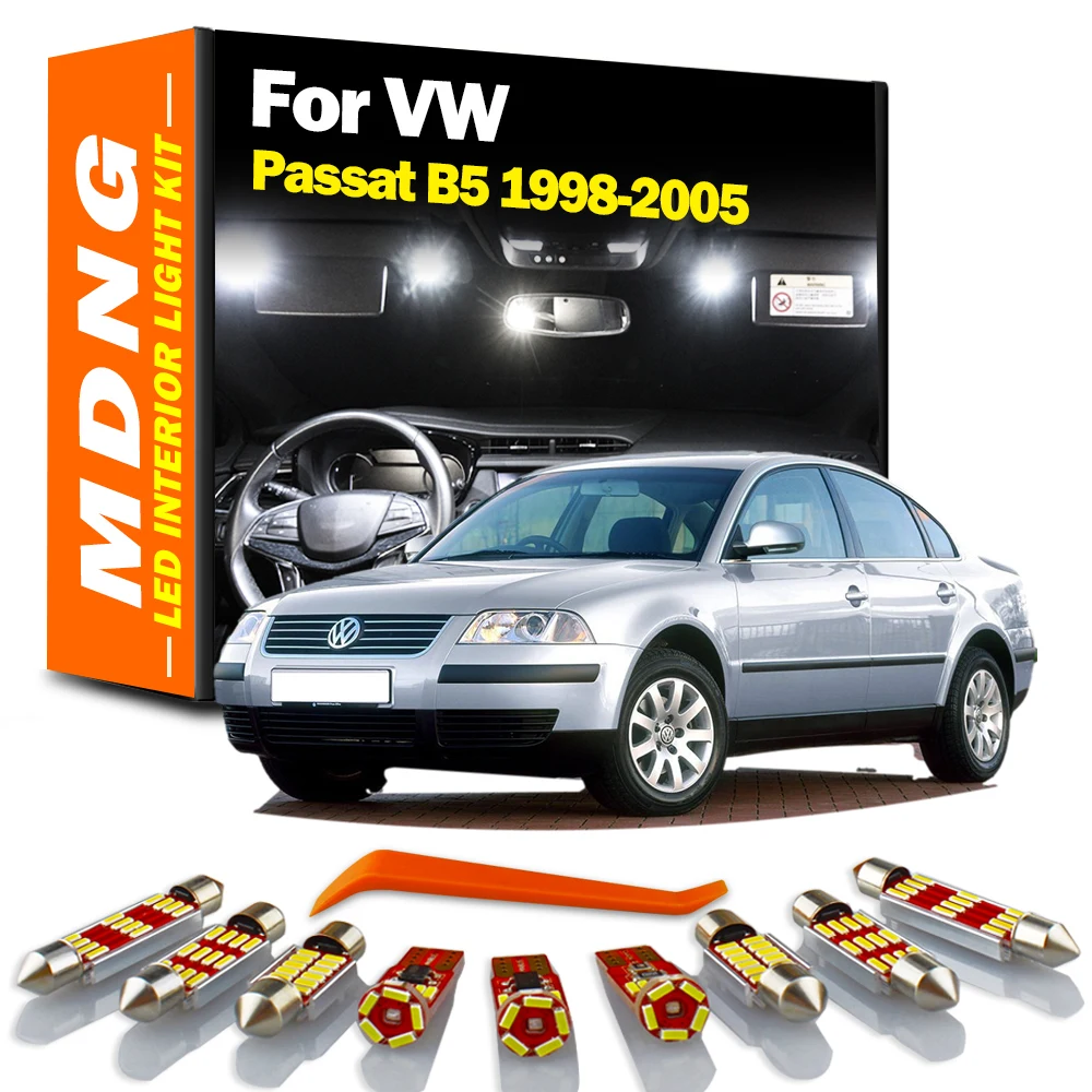 MDNG 15Pcs LED Interior Map Roof Mirror Light Kit For VW Passat B5 Sedan Variant 1998 2000 2001 2002 2005 Car Trunk Door Bulbs