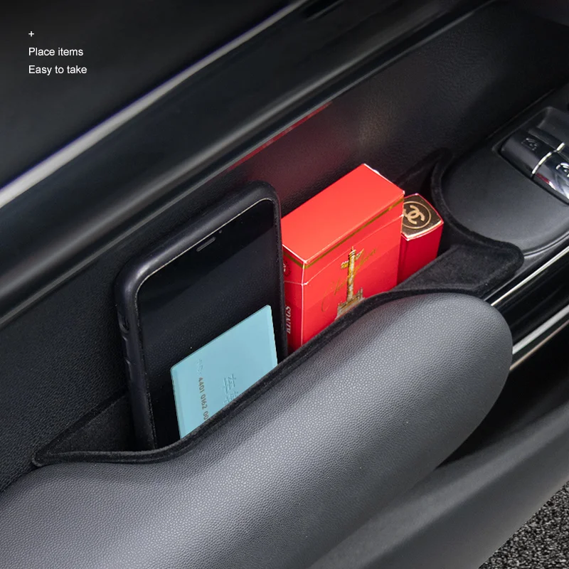 Flocking Car Door Armrest Storage Box Stick Shell for BMW Mini F55 F56 F57 Cooper ABS Phone Wallet Car Storage Slot Decoration