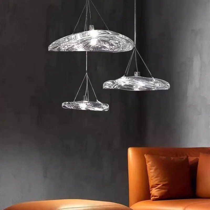 Model room staircase glass chandelier, Nordic living room bar lamp