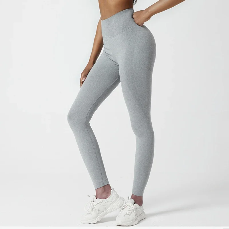 

New Women Leggings Fitness Sports Yoga Pants Fashion Tight Solid Trousers Suit High Waist Seamless Hip Lift Riding Pants 30190