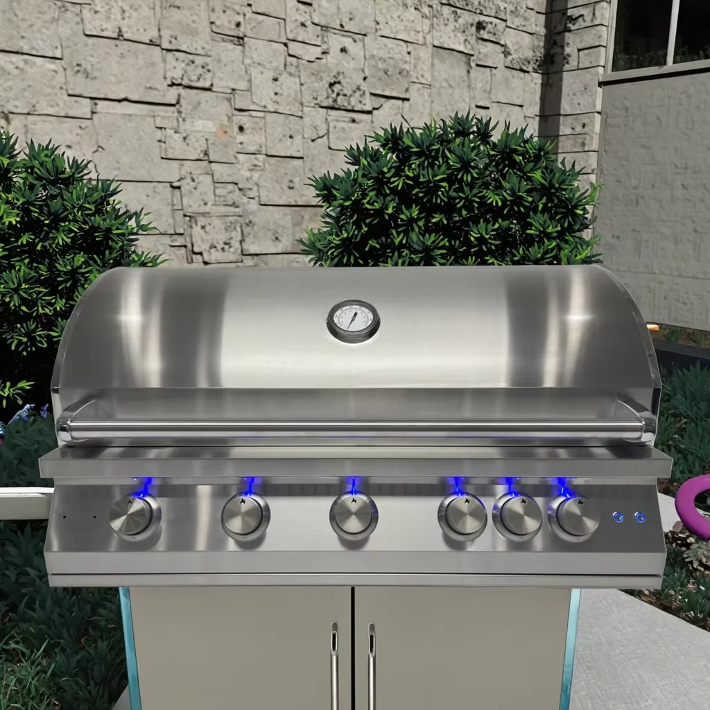 Elegant  Finish Built-In Gas Barbecue Grill Outdoor Metal Cooking Grill with Household Application for Outdoor BBQs