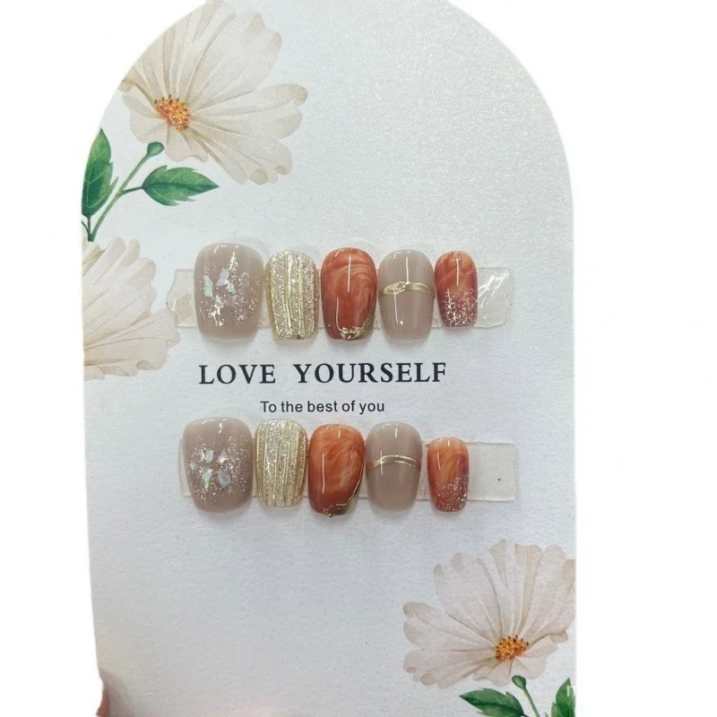 Nailover ar Nail Ultra Short Ladder a Fritillary Love Jumping Color Blooming White Simple press-on fa-on nails for fingers