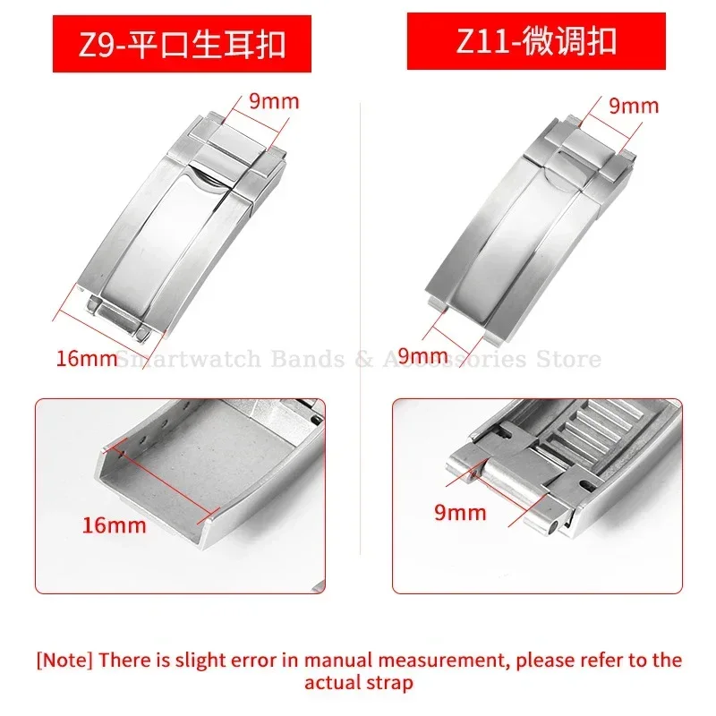 ロレックス、デイトナサブマリナー、ウォーターゴースト、調整可能なクラスプ、ダイバーウォッチアクセサリー、9x9mm、9x16mm用の316lステンレス鋼バックル