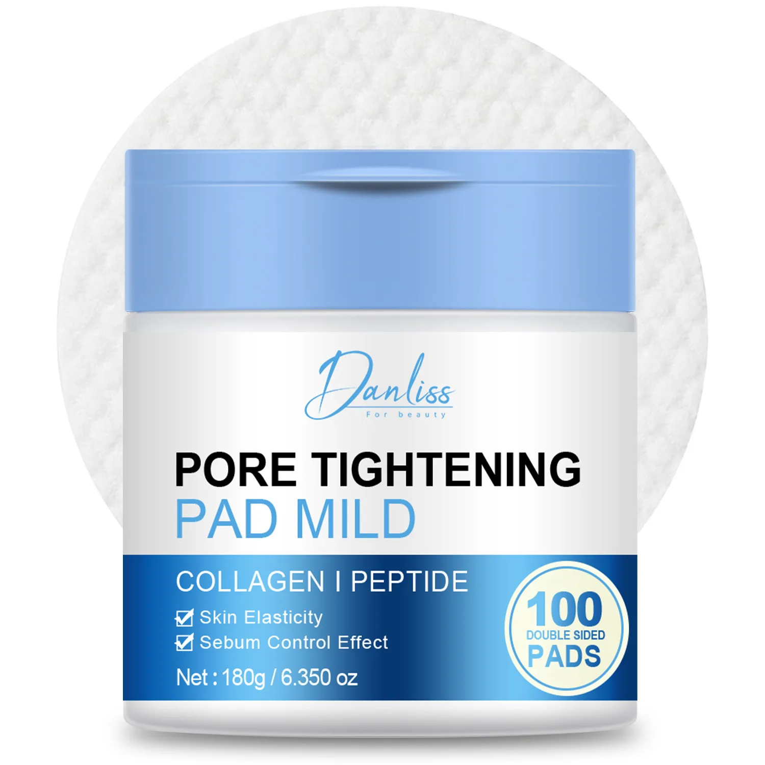 แผ่นสำลีเช็ดเครื่องสำอาง 100 แผ่น แต่ละแผ่นมีสารทำความสะอาดผิวเพื่อทำความสะอาดใบหน้าและควบคุมความมัน