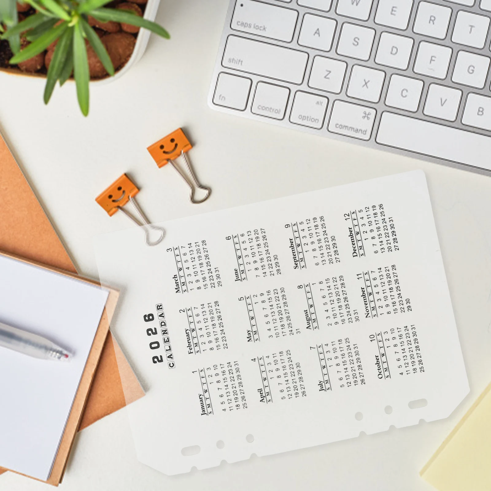 

12pcs A5 Binder Dividers Transparent Frosted 2026 Calendar Inserts 6 Hole Page Separator Detachable File Dividers For Office