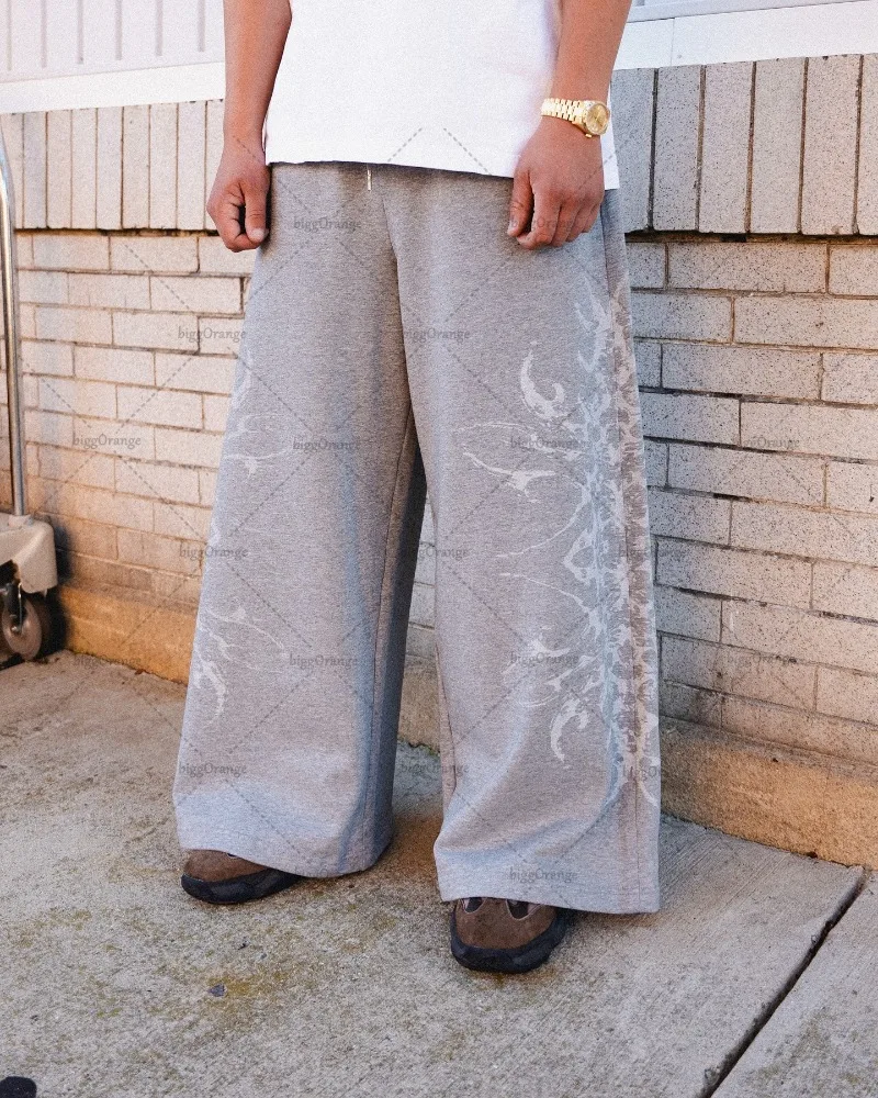 

Loose Straight Wide-leg Pants Women Harajuku High Street Retro Y2K Casual Trendy Hip Hop Striped Print Oversized Sweatpants Men