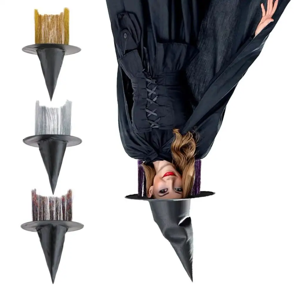 قبعة ساحرة ناعمة قابلة للتنفس قبعة ساحرة داكنة غامضة مع زخرفة شرابة للنساء من قماش أكسفورد للحفلات التنكرية #1