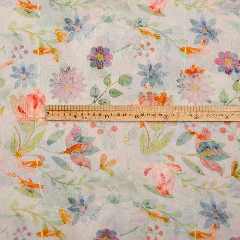 

1 ярд, чистая ткань Ramie с цифровой печатью, юбка, классическая рубашка, сумка, ткань Cheongsam для пэчворка