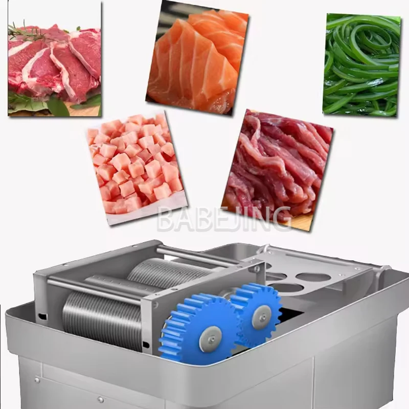 قطاعة لحم الخنزير الطازج عالية الجودة، قطاعة كهربائية أوتوماتيكية بالكامل، قطاعة لحم البقر متينة ومستقرة من الفولاذ المقاوم للصدأ 304