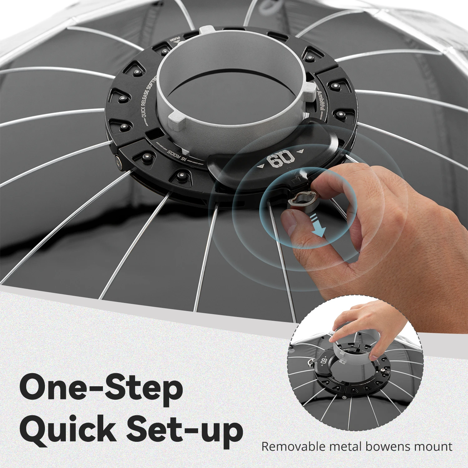 AMBITFUL Q9 60cm 90cm 120cm Bowens Mount Parabolic Softbox Deep Quick Set-up Softbox With Grid for Godox