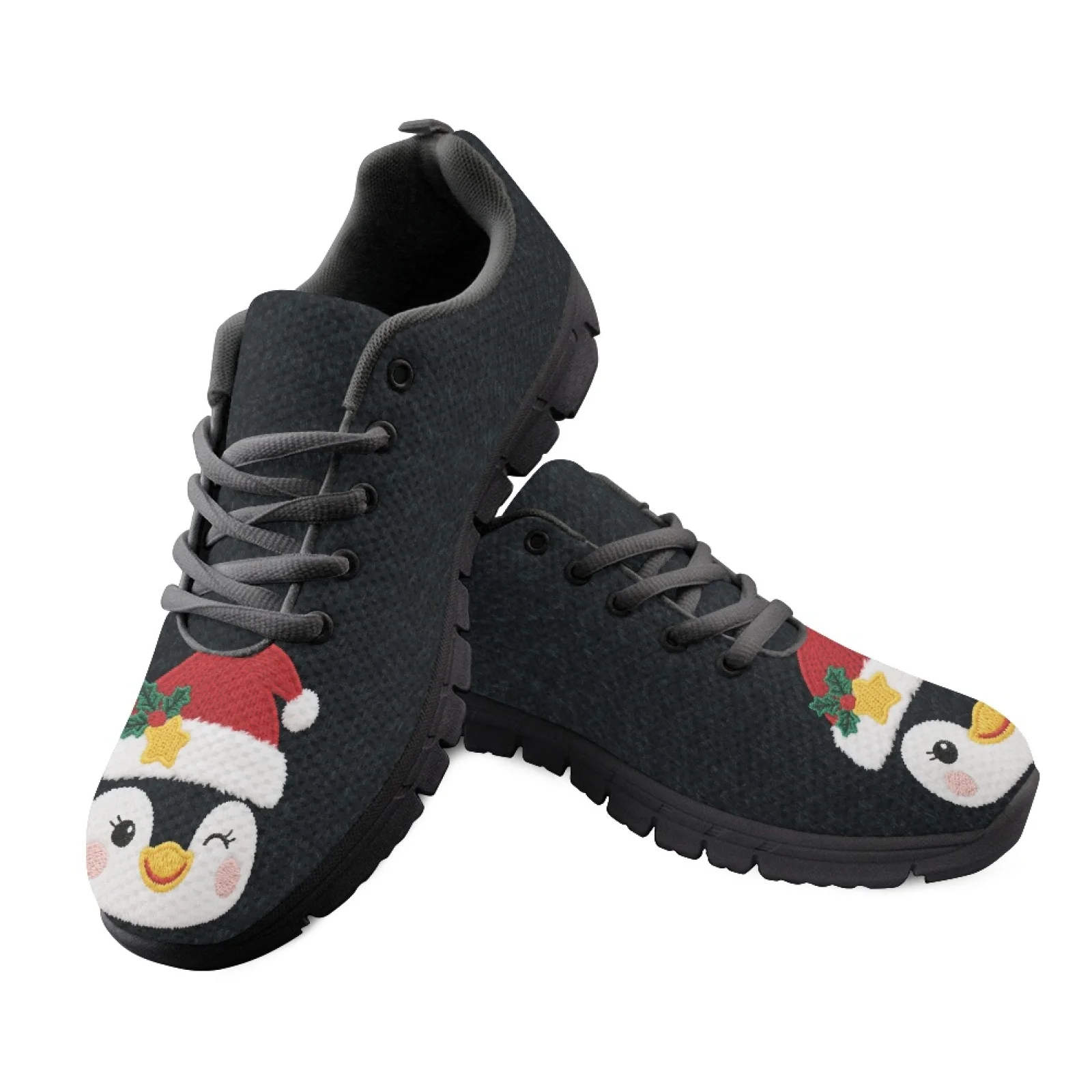 Coloranimal Christmas Penguin Men Shoes for Nurses Standing All Day Wear-Resistant Running Athletic Shoes for Travel