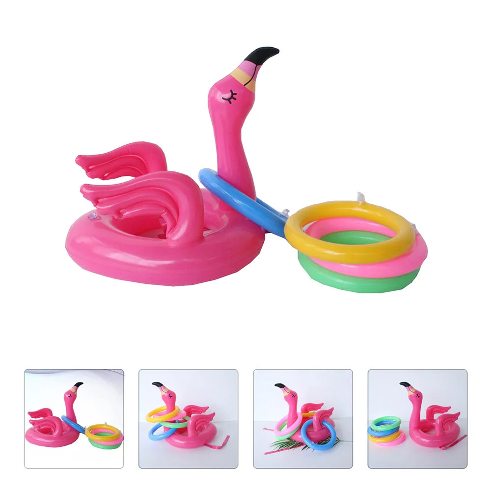 

2 Sets Toy Flamingo Ferrule Ring Toss Toys Kid Game Inflatable 41X33CM Lovely Throwing Ting Rosy Creative