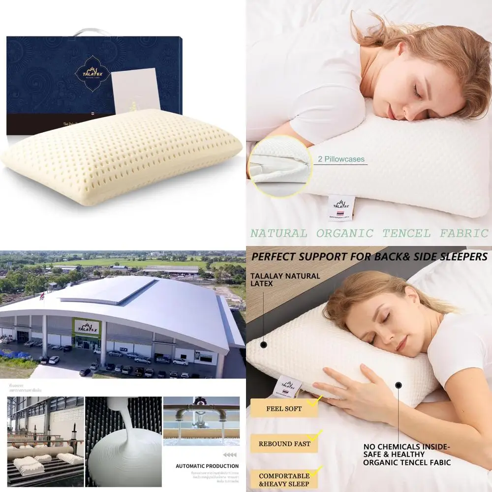 

100% Natural Premium Latex Pillows for Pressure Relief, No Memory Foam Chemicals, Hypoallergenic and Eco-friendly