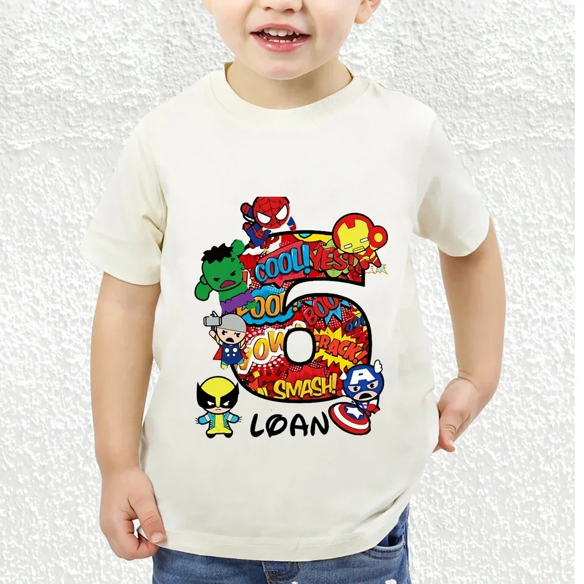 Boy 2 3 4 5 6 7 8 Years Birthday Marvel Spiderman Shirt Personalize Name Birthday Girl T-shirt Super Hero Birthday Party Clothes