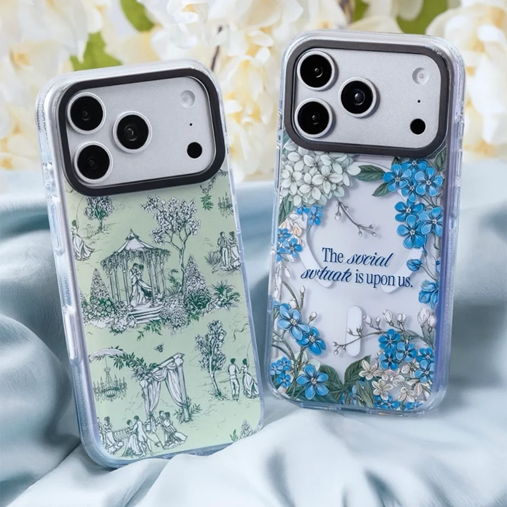 

Famous Lines Pattern Acrylic Border Magnetic Case: Compatible with IPhone 17 16 15 14 13 12 Pro Max 17 Air