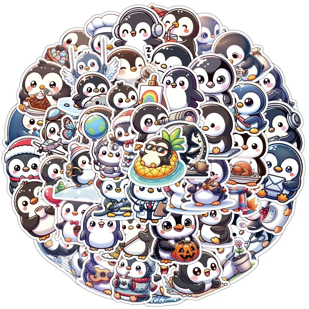 10/50pcs Cute Penguin PVC Sticker Aesthetic DIY Children's Decor Scrapbooking Japan School Supplies Kids Hand Account Material