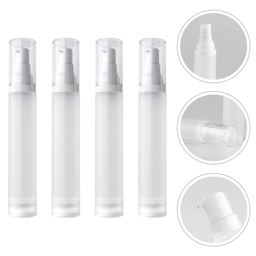 

4pcs 50Ml Airless Pump Bottles Matte Lotion Dispenser Storage Bottle For Travel Skincare Cream Serum Hand