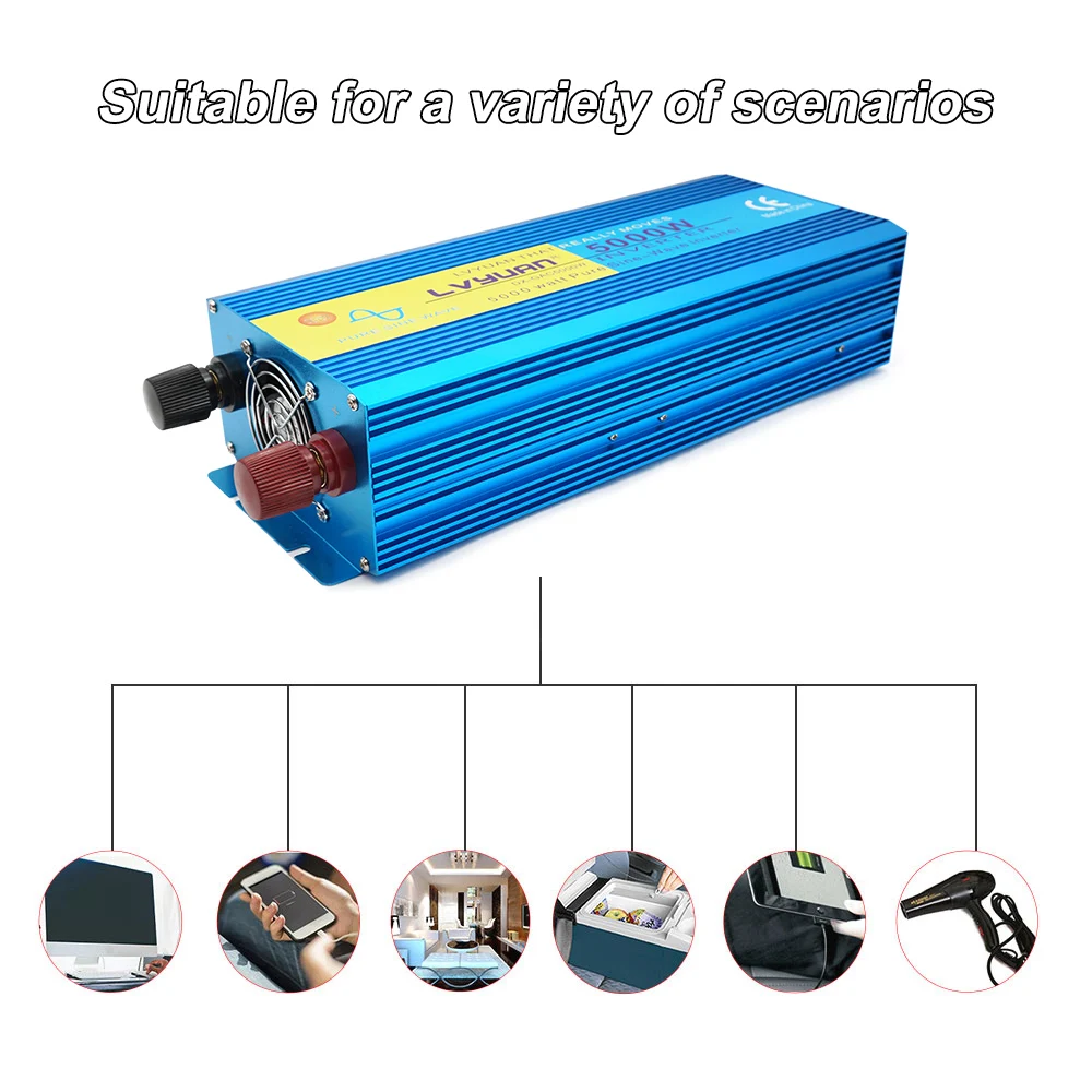 Inversor de potencia de onda sinusoidal pura para coche, convertidor solar DE 2000w/3000w/4000w/5000w, cc 12v, pantalla LED, adecuado para CA 220v