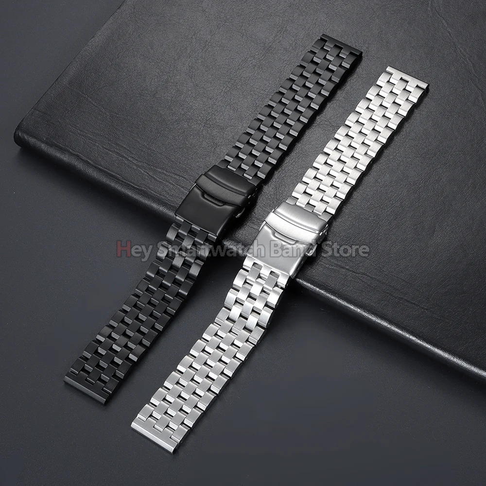 High Quality Stainless Watch Strap 18mm 20mm 22mm 24mm 26mm Full Solid Steel Watchband Flat Interface Luxury Wristband Accessory