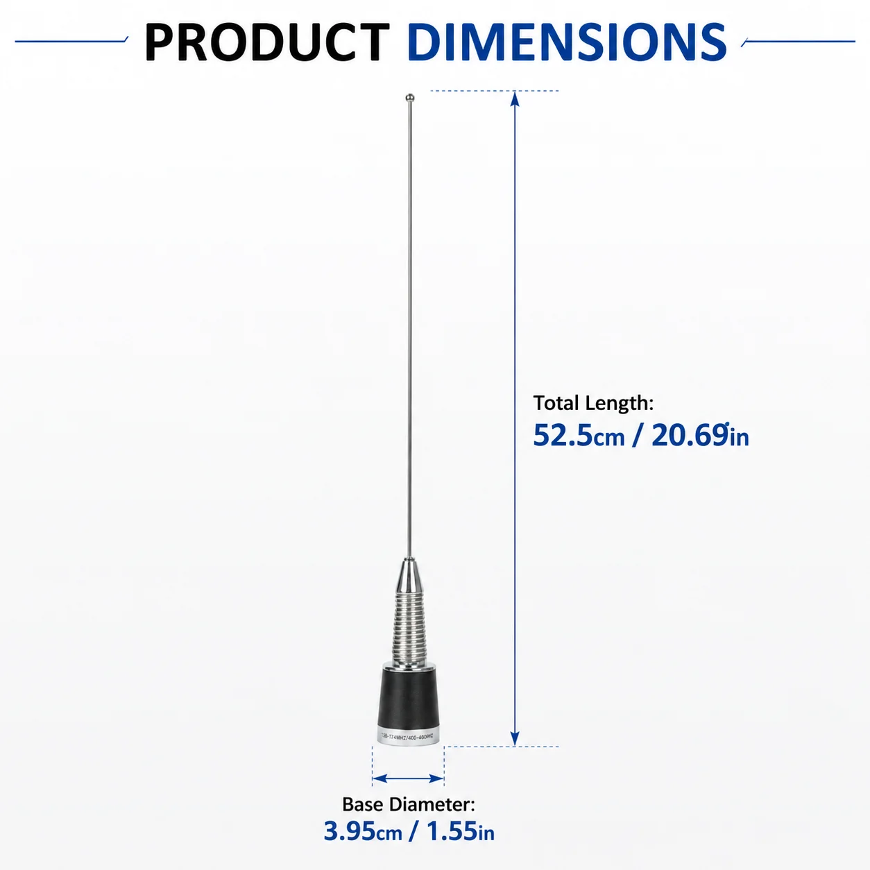 N-01 Dual Band VHF UHF Mobile Radio Antenna NMO Mount Antenna 136-174MHz/400-480MHz for Car Truck Ham Radio Vehicle Mounted