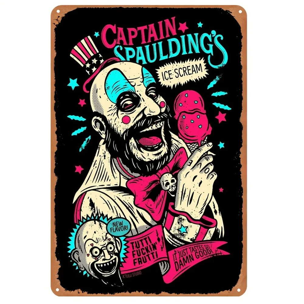 One piece, Captain Spaulding metal sign (8''x12''), ice cream, vintage movie poster, office bar restaurant hotel coffee