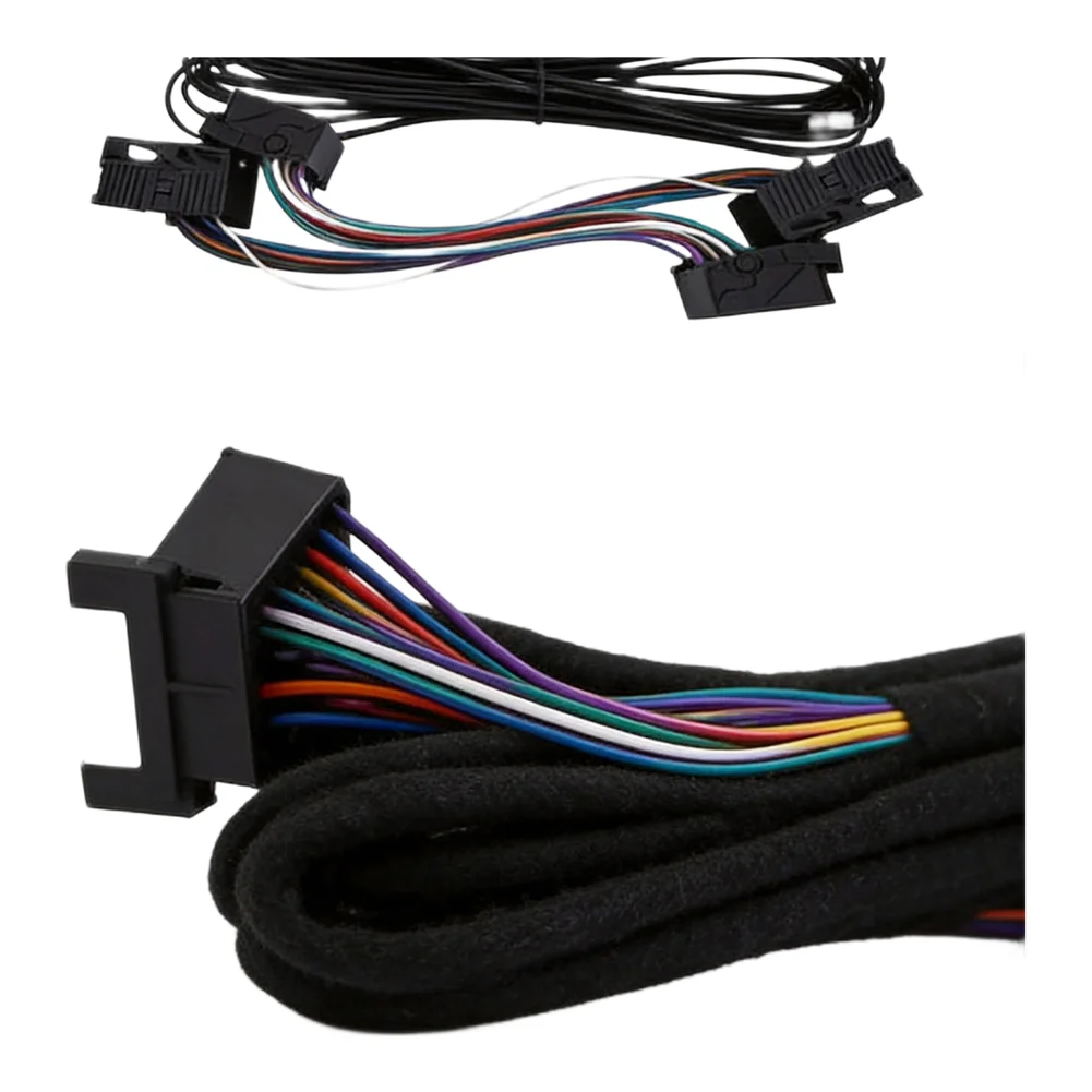 Head Unit Adapter for Radio Wiring Harness Car Radio Installation Black 4-head Connector 600CM Length ABS Material