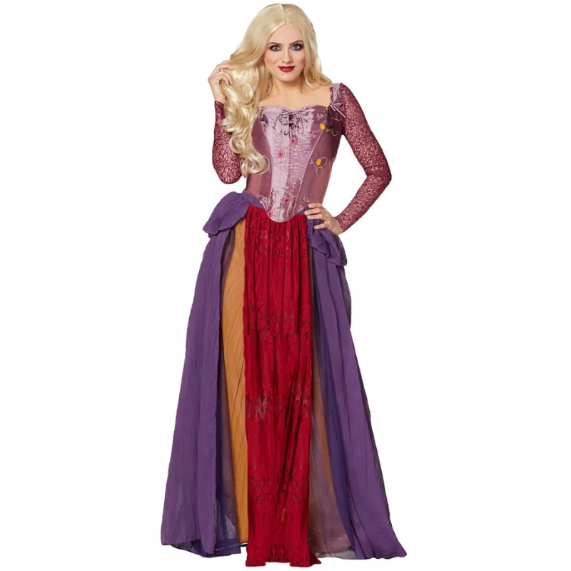 

Adult Halloween Costume Medieval Cosplay Movie The Witch Also Crazy Character Princess Lace Sleeve Long Dress