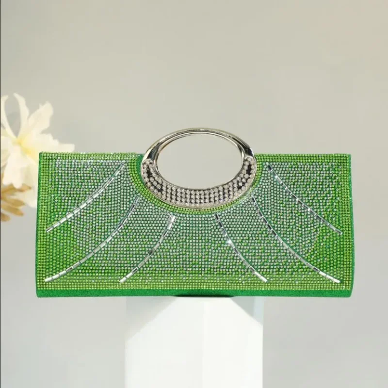 

Luxury Sparkling Evening Bags for Women Fashionable Green Diamonds Clutches Elegant Ladies Purses Handbags Birthday Party Gift