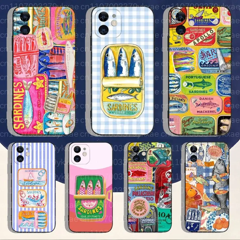 Sardines Canned FISH Shockproof Phone Case For iPhone 18,17,16,15,14 Pro,Pro Max,Plus 11,12,13 Mini  XR X Xs Silicone Cover