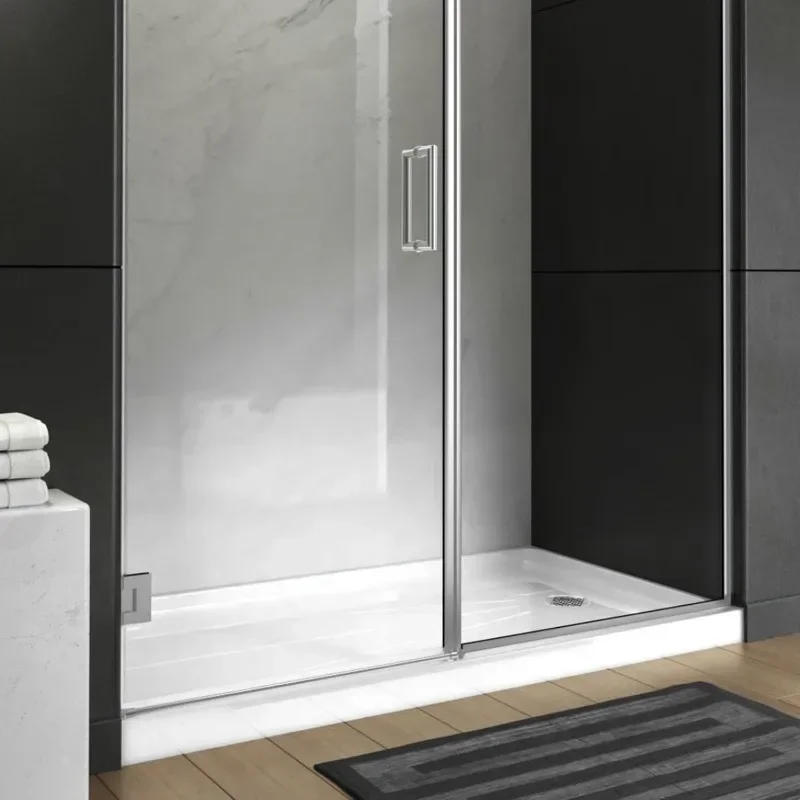 Right Drain Shower Base, Single Threshold Shower Tray, with Non-Slip Textured Surface