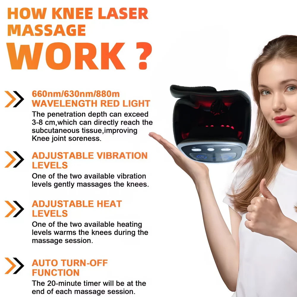 

Knee Massager Wireless Laser Therapy Device for Knee Pain Relief 70 Laser Diodes for Arthritis 4 Levels Heating Therapy