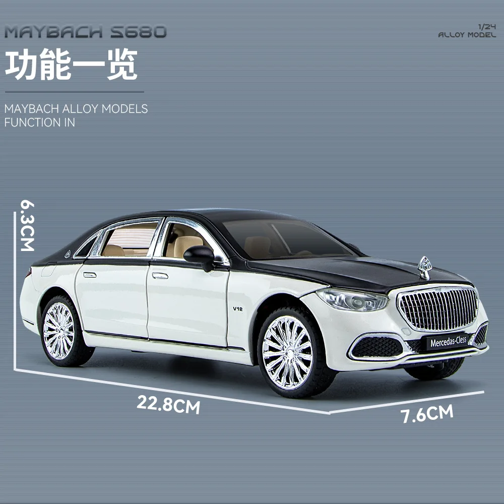 โมเดลรถเมอร์เซเดสเบนซ์ Maybach แบบจำลอง S680สูงทำจากโลหะอัลลอยด์ของเล่นของขวัญสำหรับเด็ก