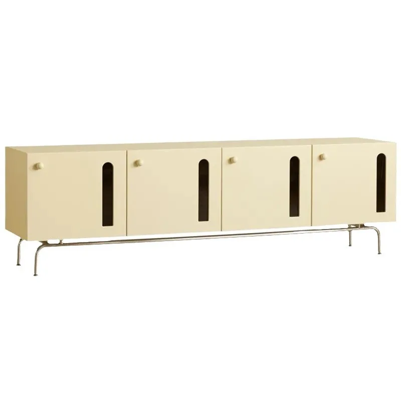 

Nordic solid wood TV cabinet, medieval modern simple small apartment, living room retro locker, French cream wind floor cabinet