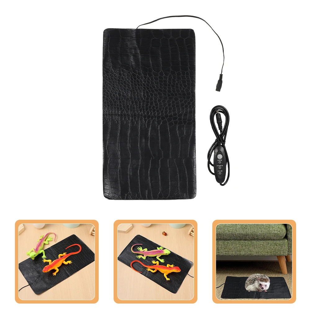 

2 Pcs Pet Heating Pad Heater Heated Bed Crab Black Pu Blanket Usb Powered