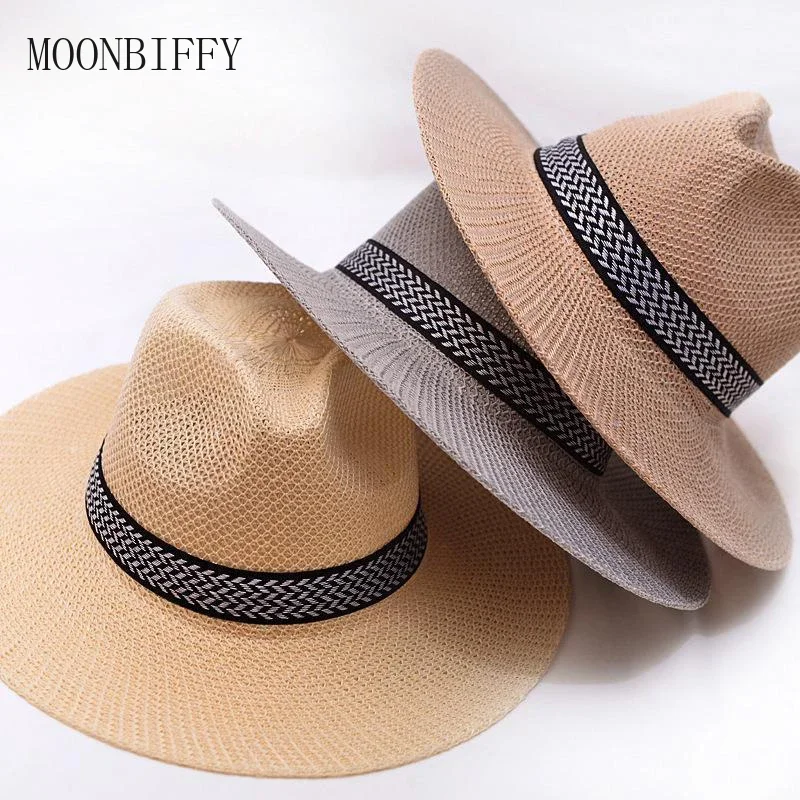 Panama Straw Hat Men Unisex Fedora Sun Shade Protection Hat All-match Short Brim Unisex Cuban Cap Breathabl Fashion Jazz Hat