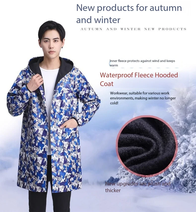 

Home outdoor wear-resistant winter work clothes for adults men and women warm long-sleeved apron plus velvet coveralls work