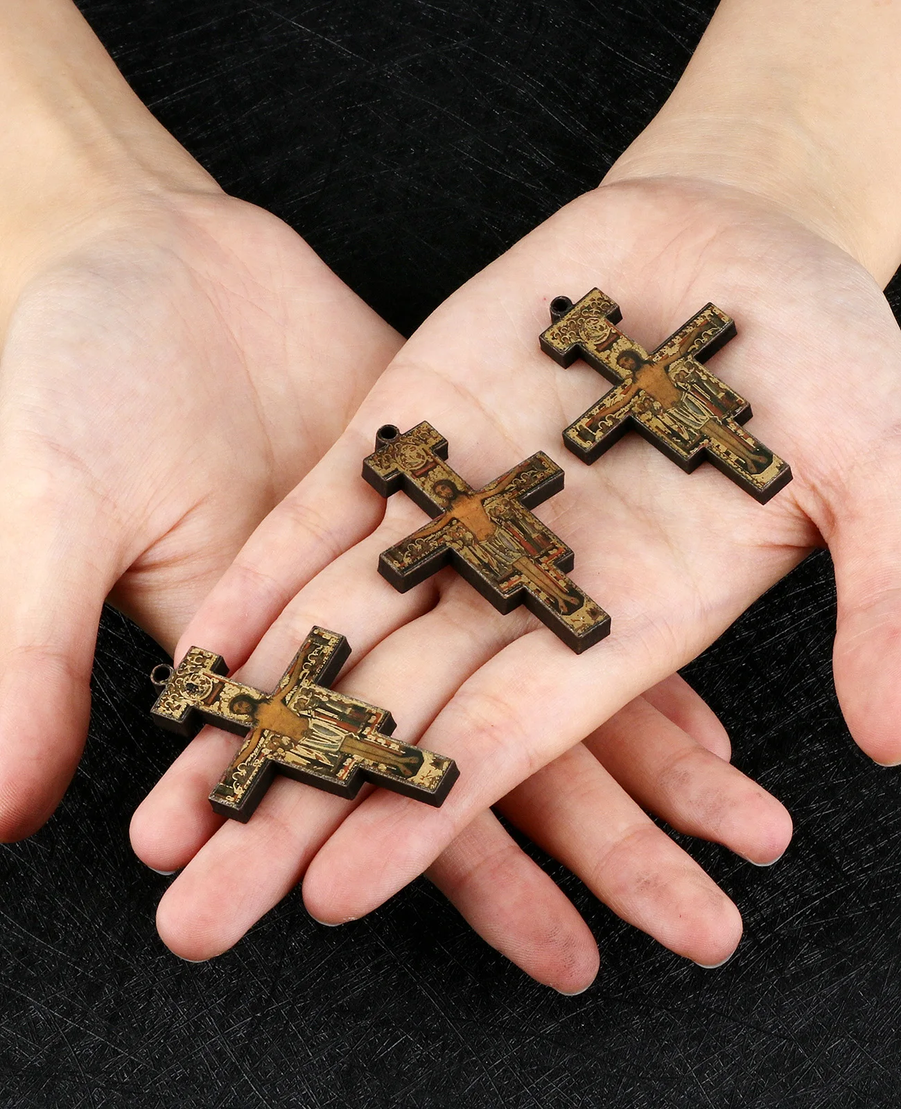 5Pcs Wooden Saint St Francis of Assisi Tau Cross Orthodox San Damiano Crucifix Pendant for DIY Jewelry Accessories