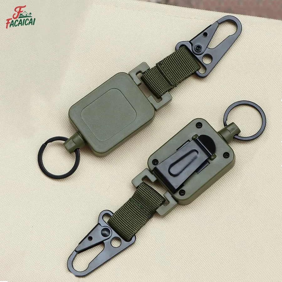 

2/5PCS Duty Metal Retractable Carabiner Keychain Belt Outdoor Fishing Buckle,Retractable Key Rope, Multi-Purpose Tool