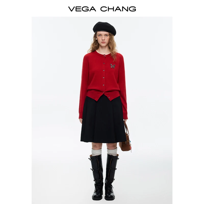 กระโปรงผู้หญิงฤดูหนาวใหม่ของเวก้า ชางกระโปรงสั้นทรงเอสไตล์เกาหลีที่เรียบง่ายและสง่างาม