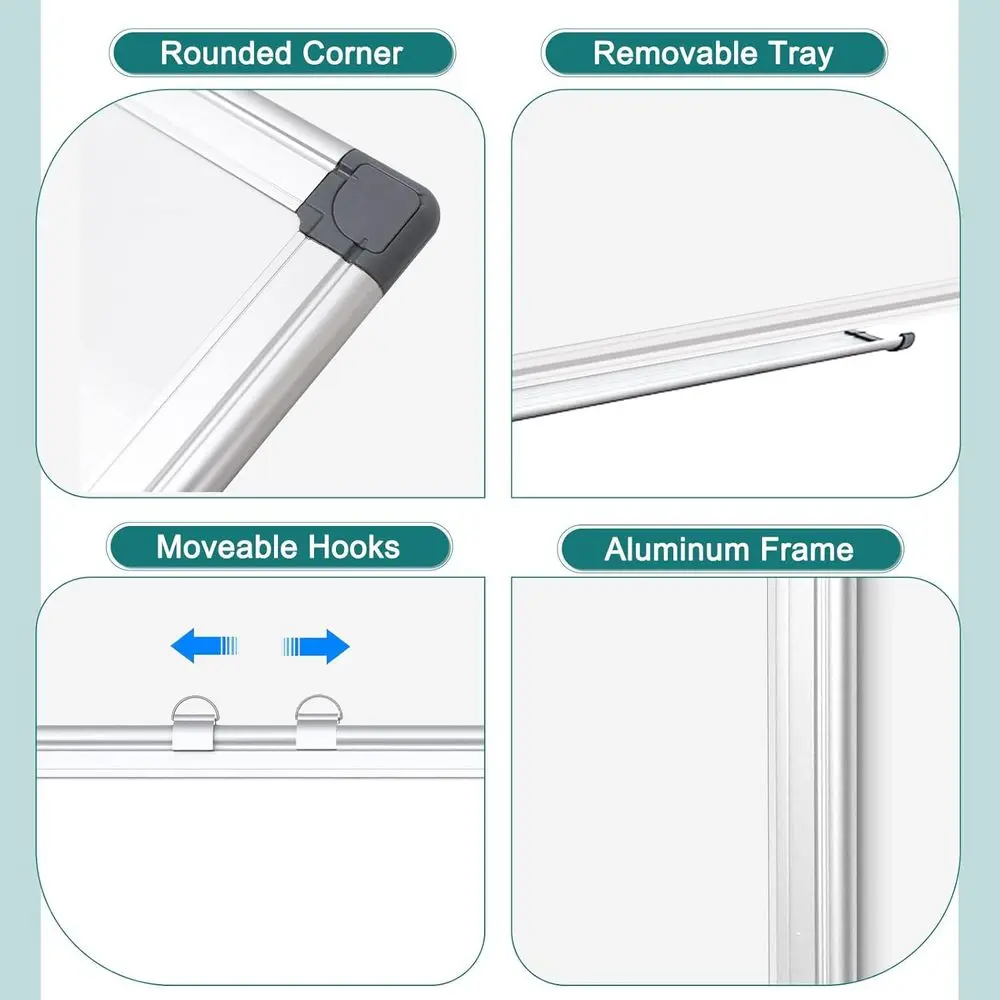 سبورة بيضاء مغناطيسية قابلة للمسح الجاف مقاس 48 × 36 بإطار من الألومنيوم للجدار، لوحة عرض كبيرة مثالية للاستخدام المدرسي والمكتب والمنزلي #3