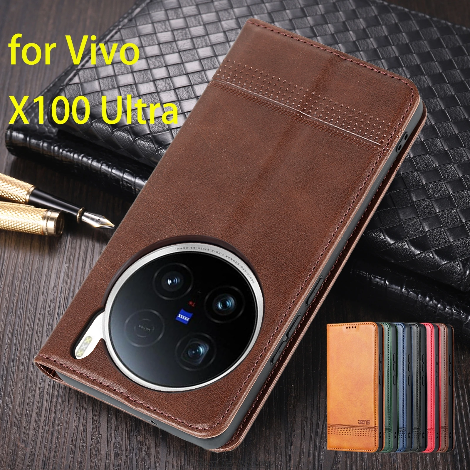 Deluxe Magnetic Adsorption Leather Fitted Case for Vivo X100 Ultra X100Ultra Flip Cover Protective Case Capa Fundas Coque