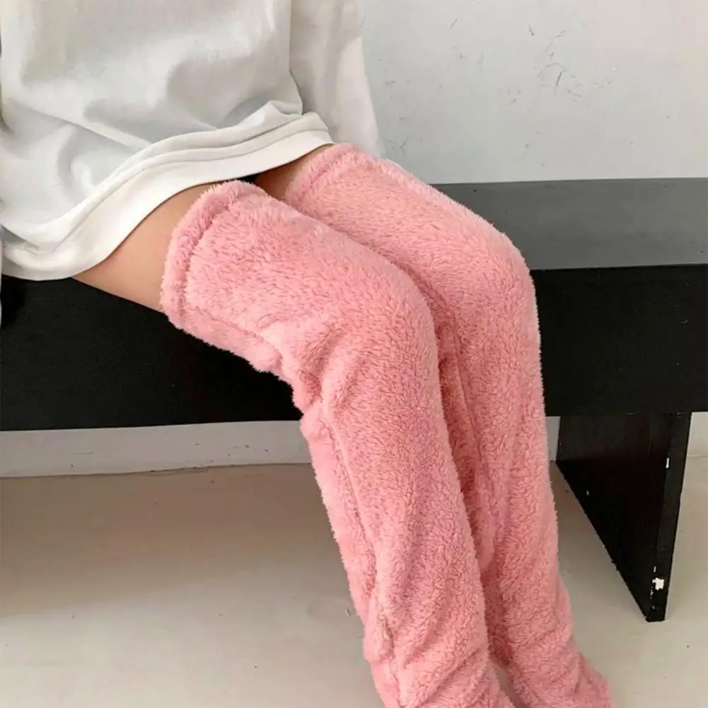 

Women Floor Socks Warm Cozy Over-the-knee Winter Floor Socks Thick Double-sided Velvet Elastic Anti-slip Leg Warmers for Unisex